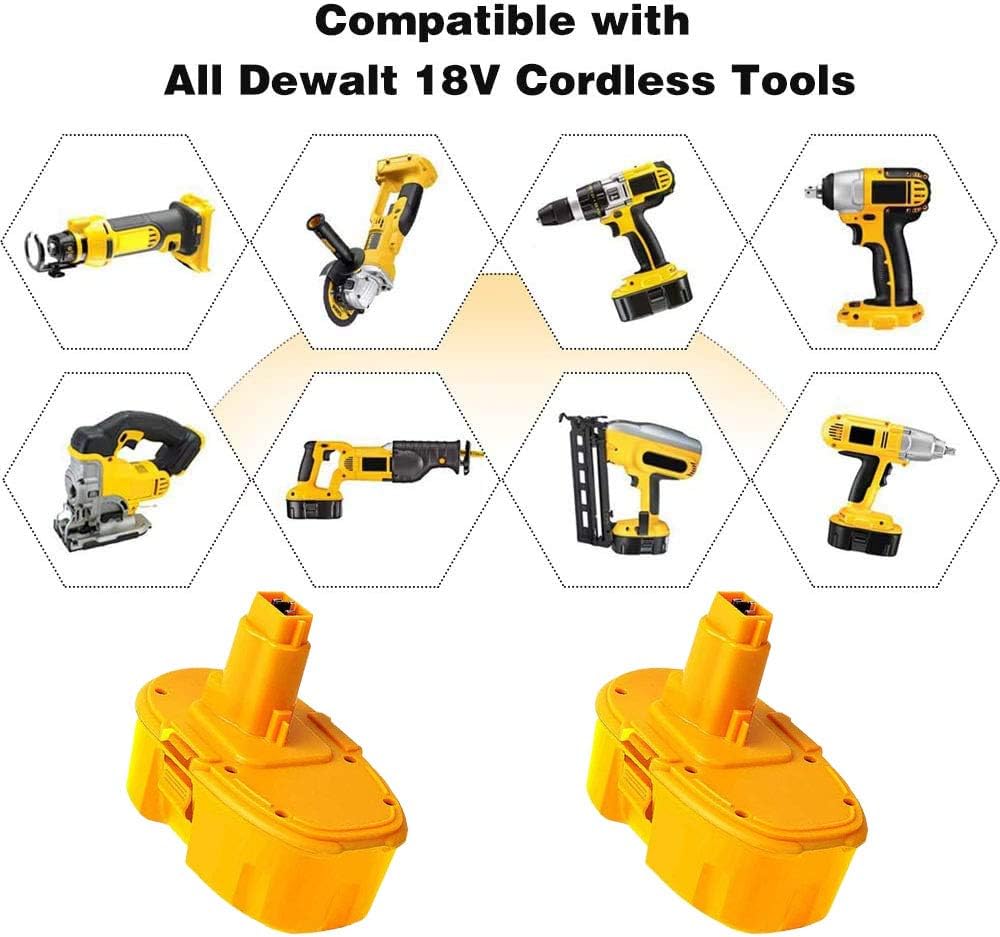 2Pack 4.0Ah DC9096 Replacement for Dewalt 18V Battery XRP DC9099 DC9098 DE9039 DW9099 DW9096 DW9098 DC9181