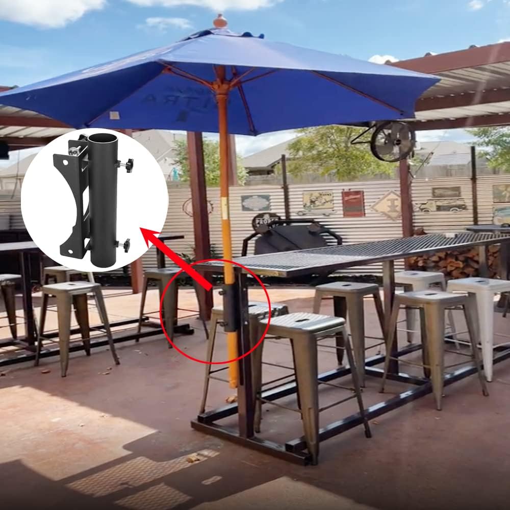Patio Umbrella Holder,Outdoor Umbrella Base and Mount,Parasol Stand Base w/Adjustable Knob,Adjustment Range of Railing(0.8"-2.4")/Umbrella Diameter(1.1"-1.9")
