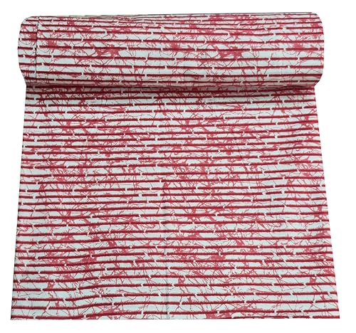 Image of 2 Meter Hand Block Indian Cotton Unstitched Jaipuri Handmade Digital Printed Fabric Material for Women Kurta /Blouse /Palazzos /Piece Material for Women's (Lehriya Red)