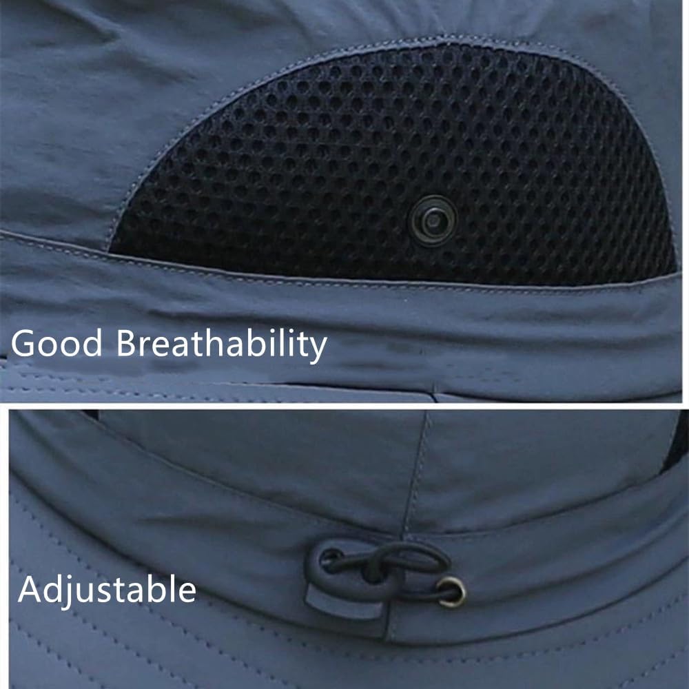 Sun Protection Removable Sunshade Neck Face Flap Hat Grey | Neck Cover Caps Outdoor Hat for Holidays Fishing Hiking Cycling Boating