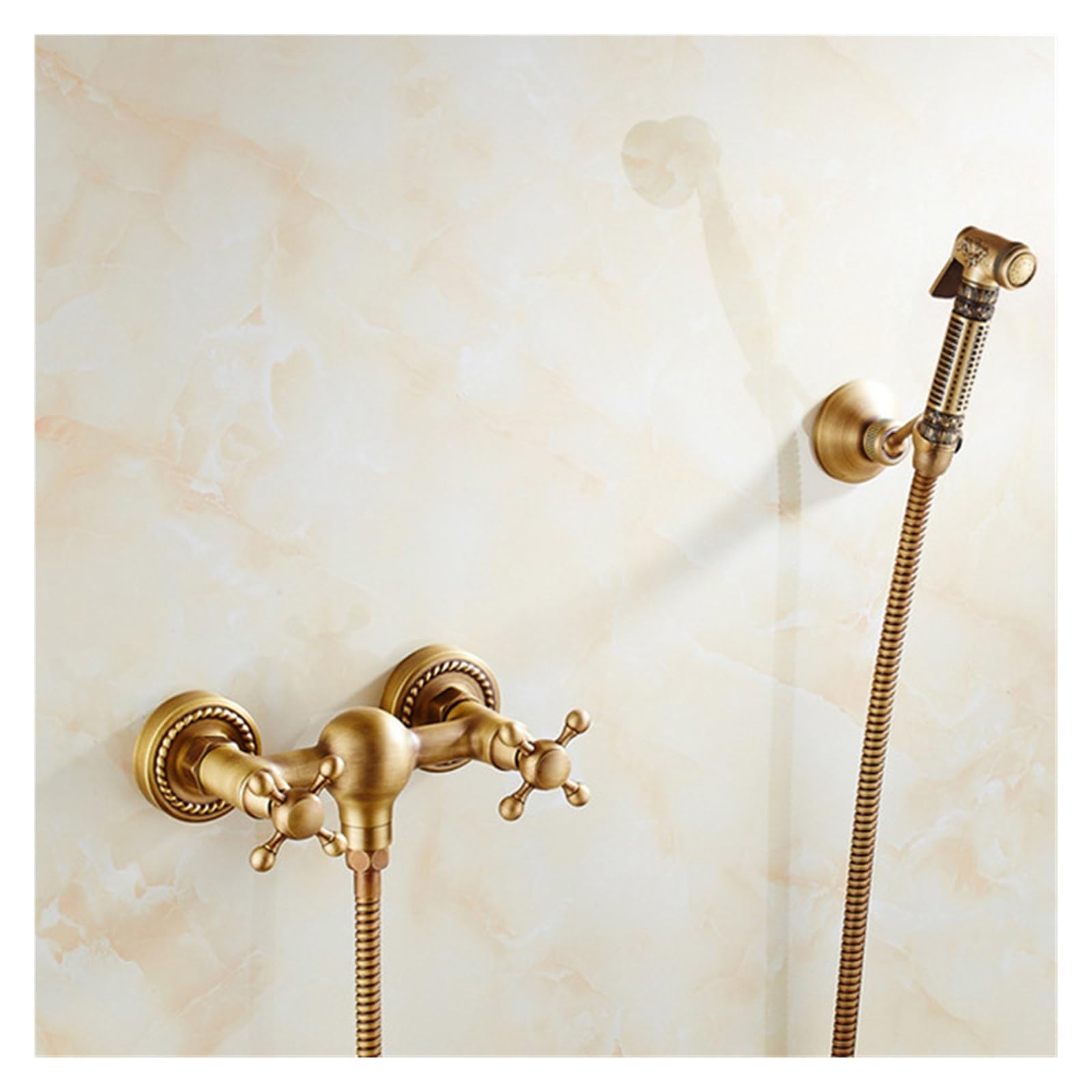 Ensemble douche à main biton laiton antique haut de gamme style 4