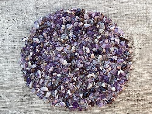 Image of 2 oz Lot Natural Chevron Amethyst Semi Tumbled Gemstone Chips, Crushed Mini Chevron Amethyst Crystals, Undrilled Crystal Chips (Chevron Amethyst)