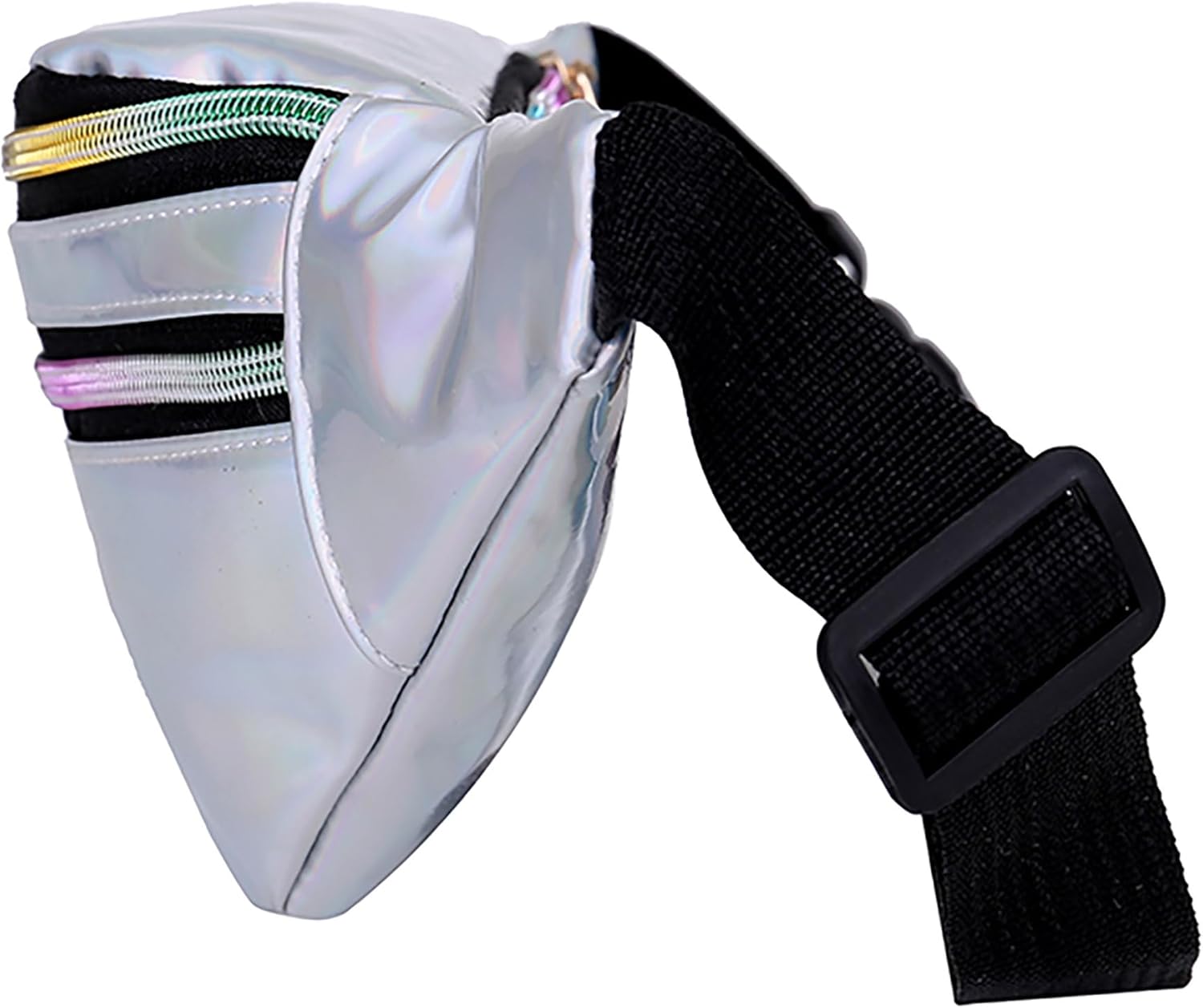 Metallic Color Holographic Fanny Pack Shiny Waist Packs Waterproof Belt Bag with Adjustable Belt for Women Men (Silver) - Image 6