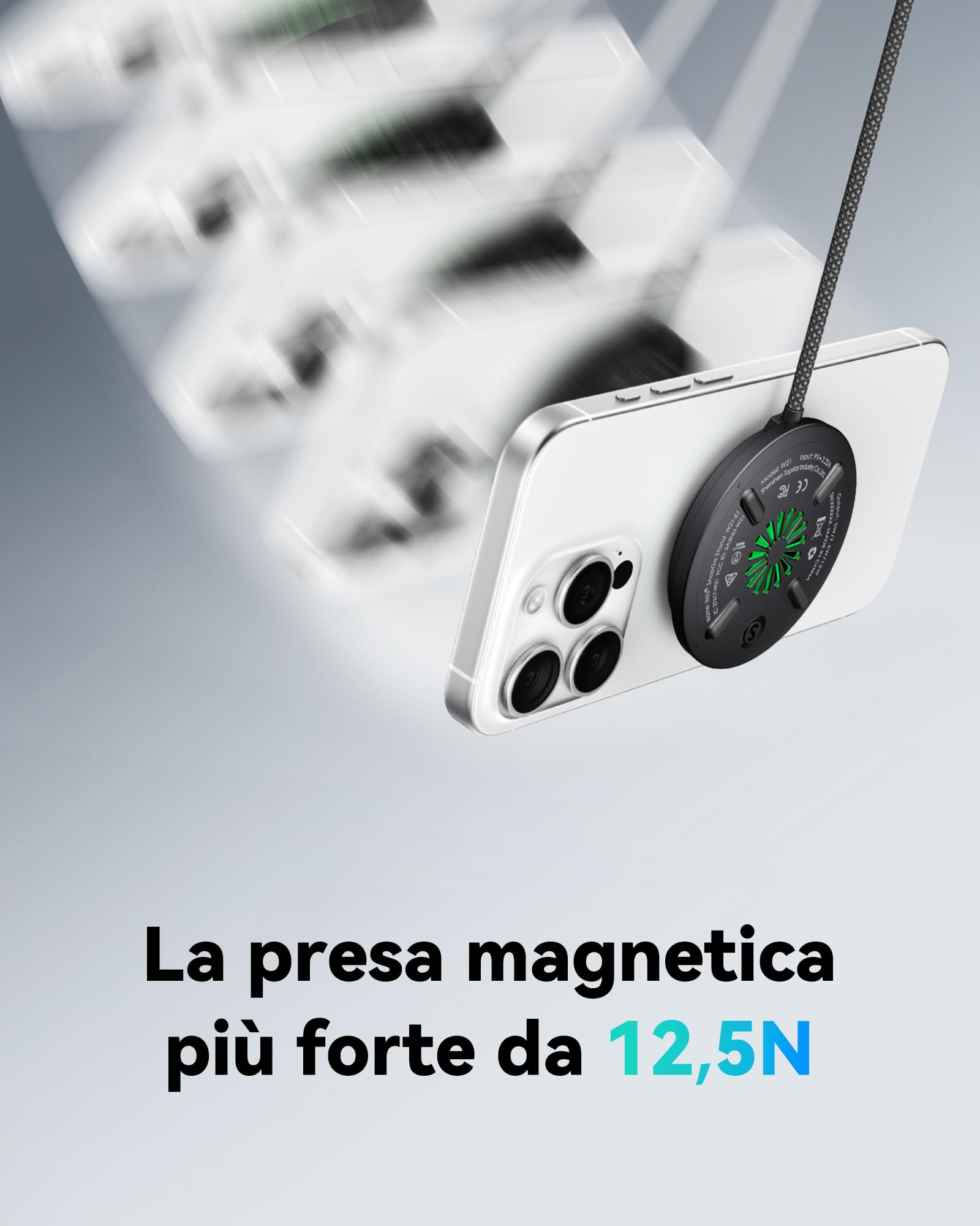 INIU Caricatore Wireless iPhone, Certificato Qi2 Caricabatterie Magnetico 15W Rapido con Raffreddamento, Ricarica Wireless Mag-Safe per iPhone 17 16 15 14 13 12 AirPods 4 3 (con Adattatore USB C 20W)