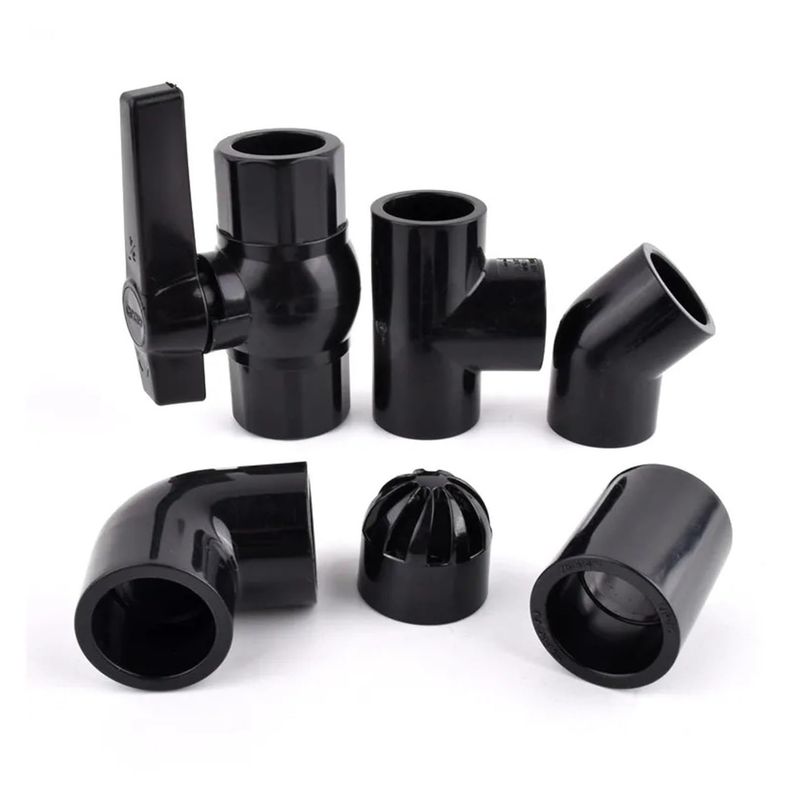 Connecteur De Tuyau En PVC Noir, 20~50mm, UPVC, Coude D'eau Jardin, Joint T, Alimentation Réservoir D'aquarium, Connecteurs D'extrémité Drainage(Union,40mm Black (2pcs))