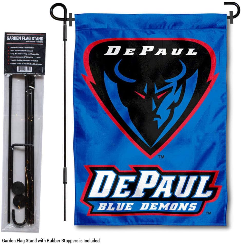 DePaul Blue Demons Garden Flag with Stand Holder