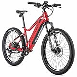 Velo Elektro-VAE Mountainbike Leader Fox 26 Zoll Arimo 2021 Unisex Rot-Schwarz 8 V Motorrad AR Bafang 36 V 45 nm Akku 15 Ah (38 cm - Größe XS - für Erwachsene von 148 cm bis 158 cm)