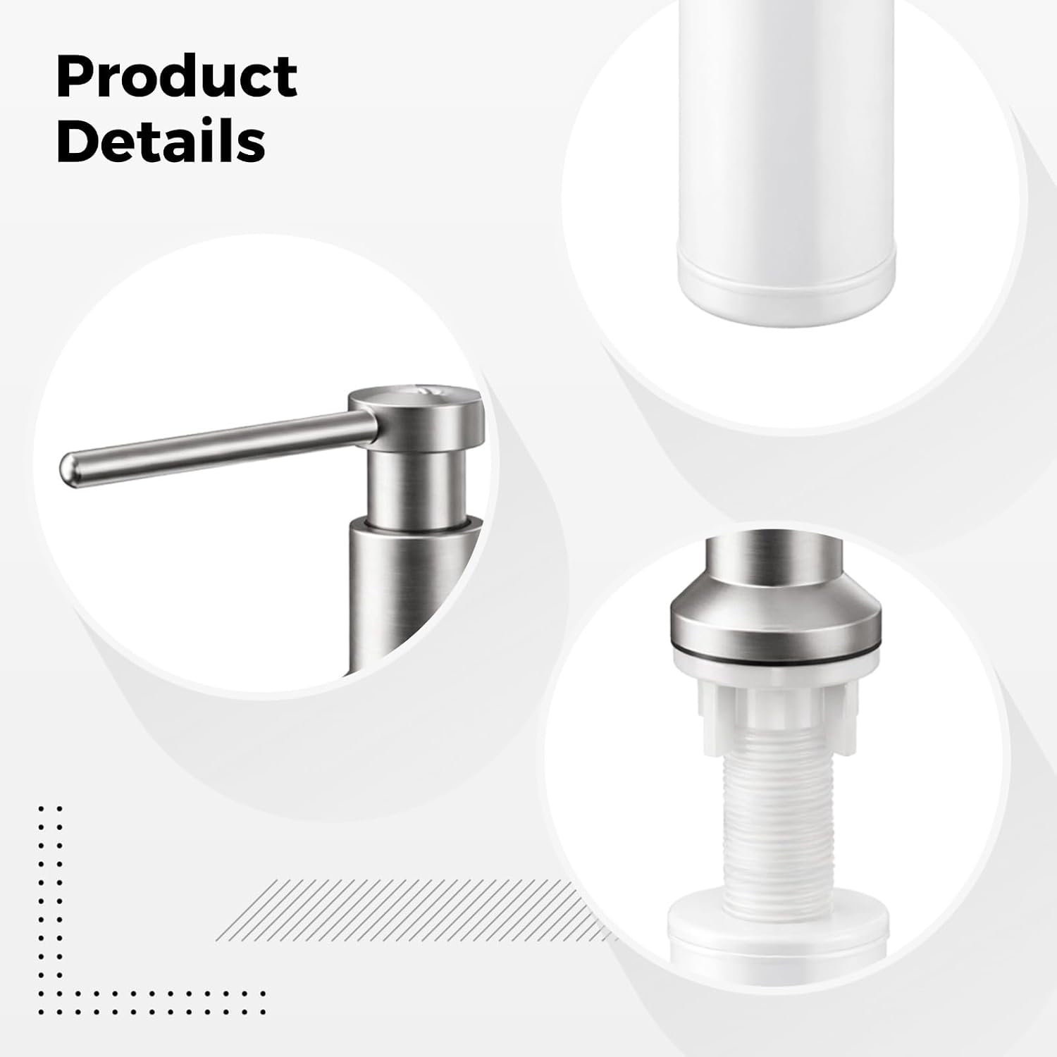 Brushed Nickel Soap Dispenser, 304 Stainless Steel, Built-in Countertop Liquid Detergent Hand Soap Pump Dispenser, 12.2 in Extension Tube, 11.83 Fl Oz Bottle