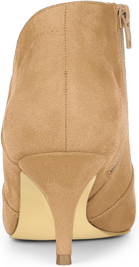 Allegra K Women's Pointed Toe Kitten Heel Cutout Khaki Ankle Boots 10 M US - Image 3