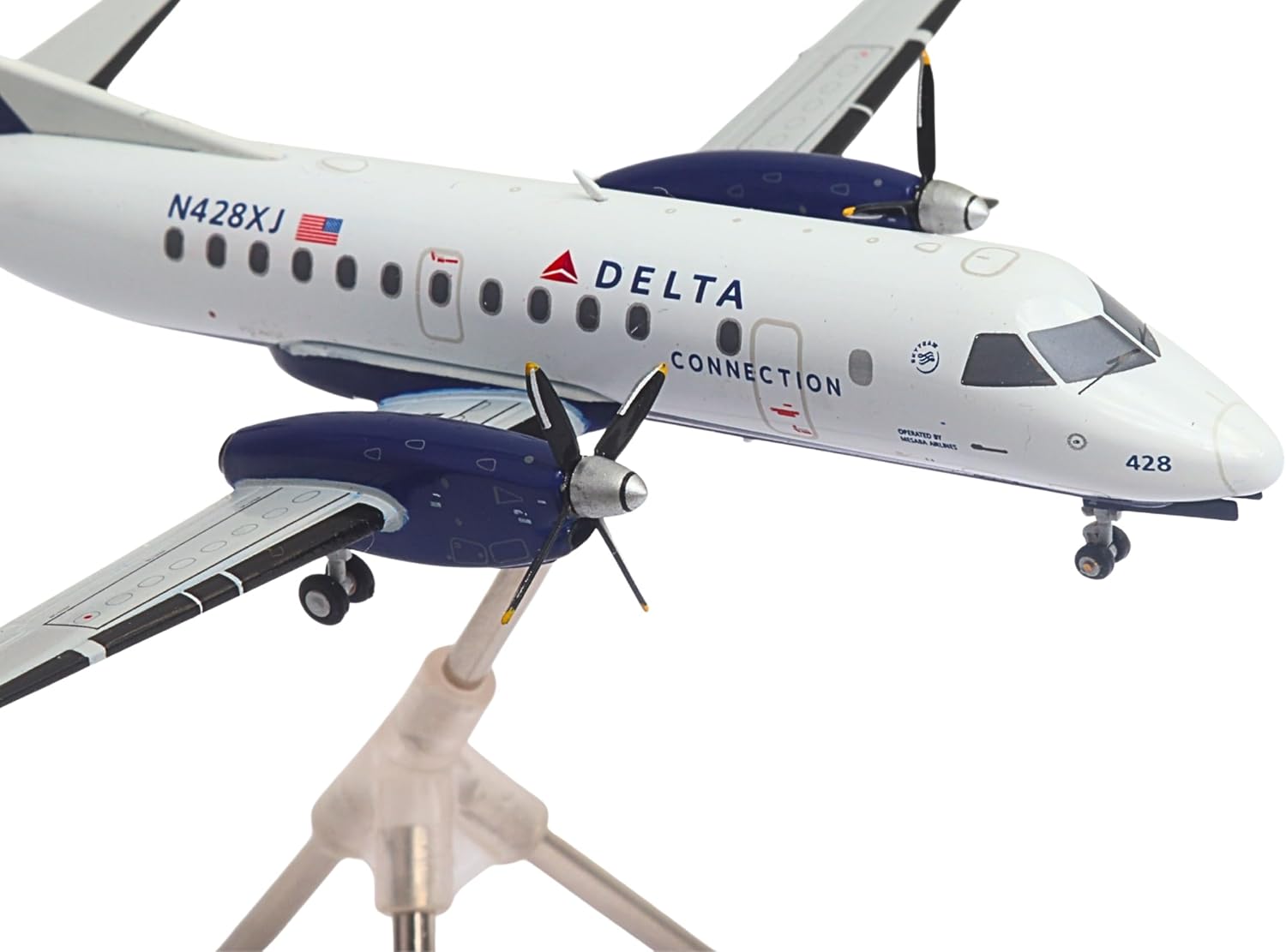 Gemini200 Delta SF-340B Mesaba REG#N428XJ 1/200 Scale Die-Cast Metal Collectible Airplane Model with Landing Gear and Display Stand – Fully Assembled Adult Collectible for Ages 14+