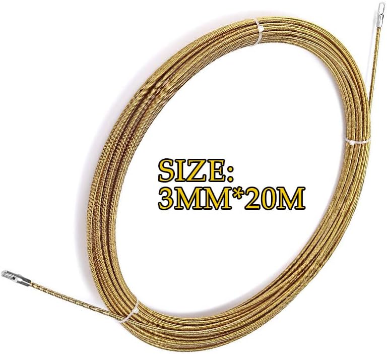 Fish Tape Wire Puller 3mm Metal Guide Device Nylon Electric Cable Push Pullers 5 To 30 Meter Fish Tape Wire Golden Wall Thread Lead Wire Puller Electrical Fish Tape (20M)