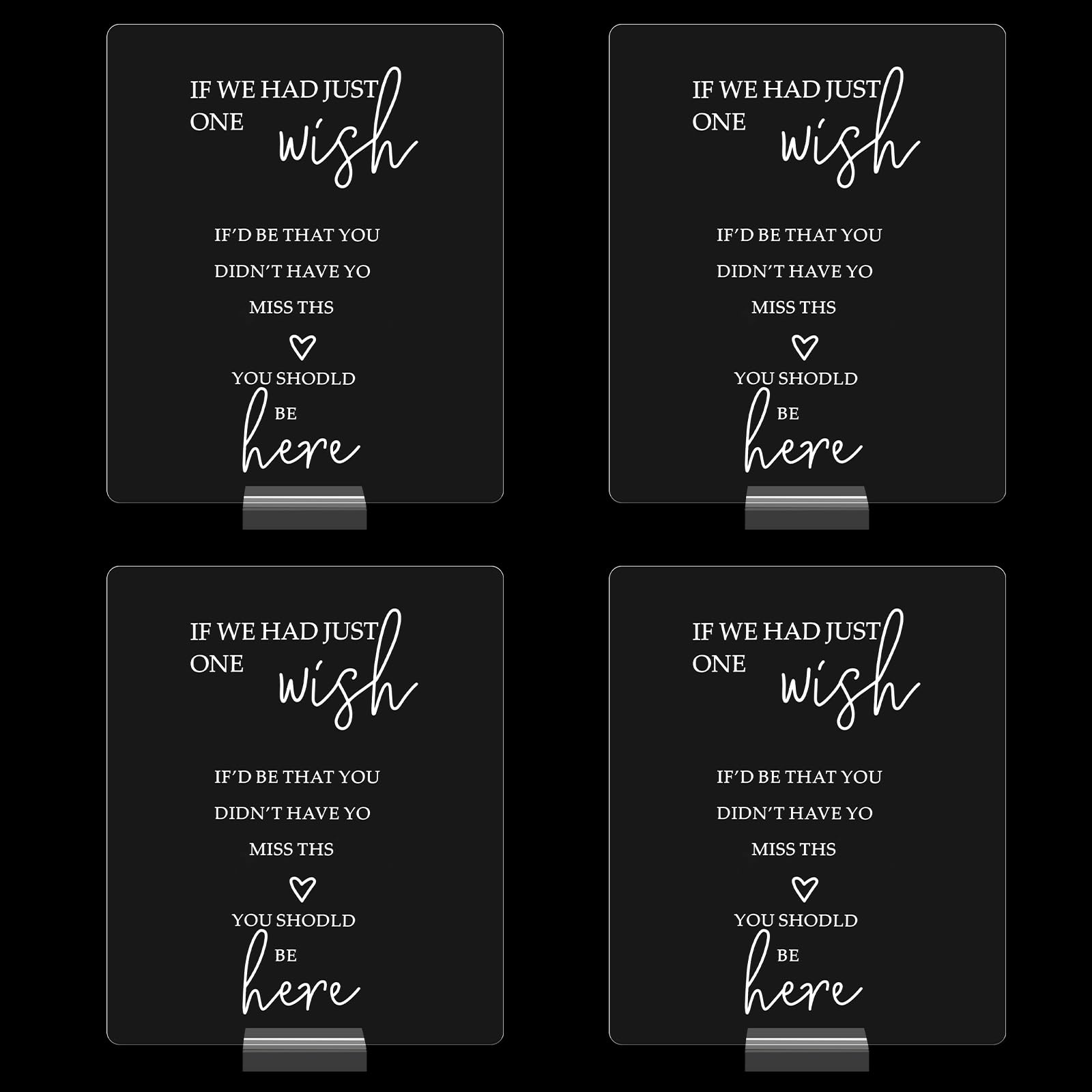 Clear Acrylic Wedding Memorial Sign with Stand, 4 Pack Table Centerpieces