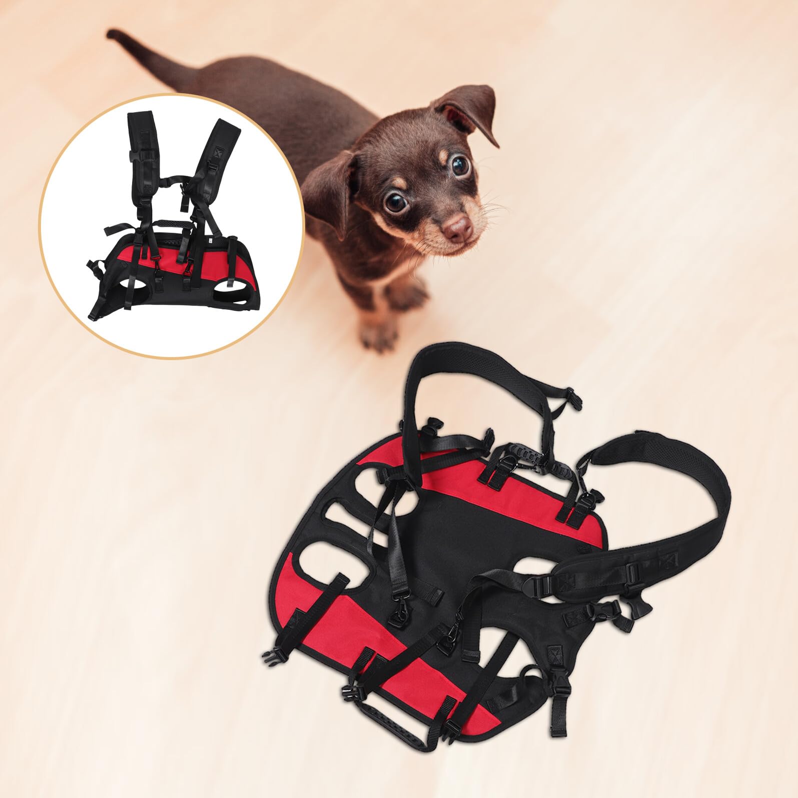 Verstellbarer Hunderucksack für Kleine Hunde Atmungsaktiver Outdoor Tragetasche mit Doppelt Gepolsterten Schultergurten und Sicherem Schnallensystem für Wandern und Reisen