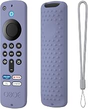 Oboe Silicone TV Remote Cover 'Compatible with' All New Fire TV Stick 4k & Fire Tv Stick HD Remote 2025 Model Protective Case with Lanyard (Lavender Grey) Remote NOT Included