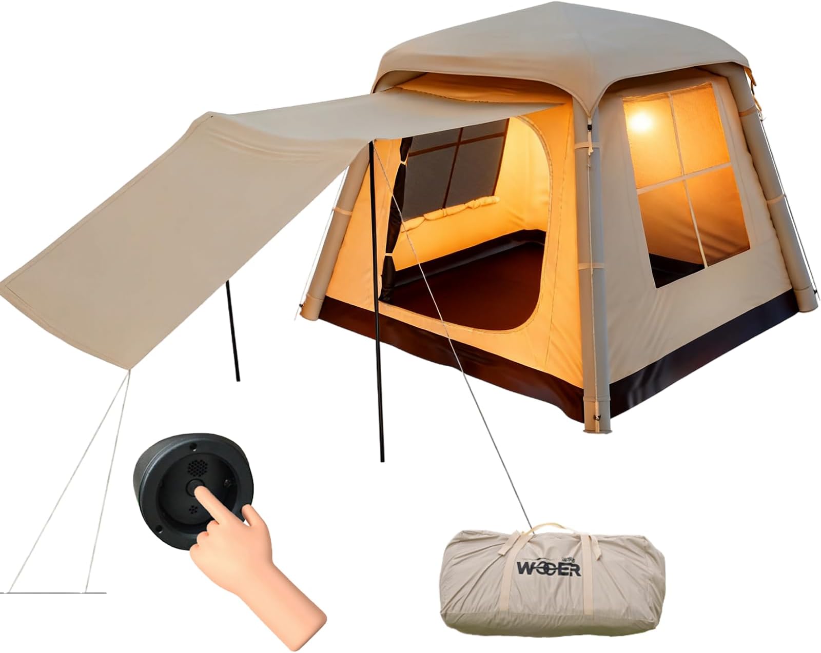 - Auto Inflatable Tent for Camping 2/3/4/5/6 Person, TPU Eco-Friendly 1-Min Instant Air Pop Up Shelter with Pump and Windows-Portable Wind Waterproof Cabin Hiking Backpack Festival Beach 4 Season