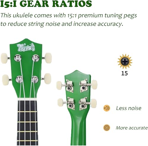 Miniatura 43 de Ukelele soprano de moda para principiantes de 21 pulgadas. Ukelele hawaiano para niños, adultos y estudiantes con bolsa de concierto (marrón)