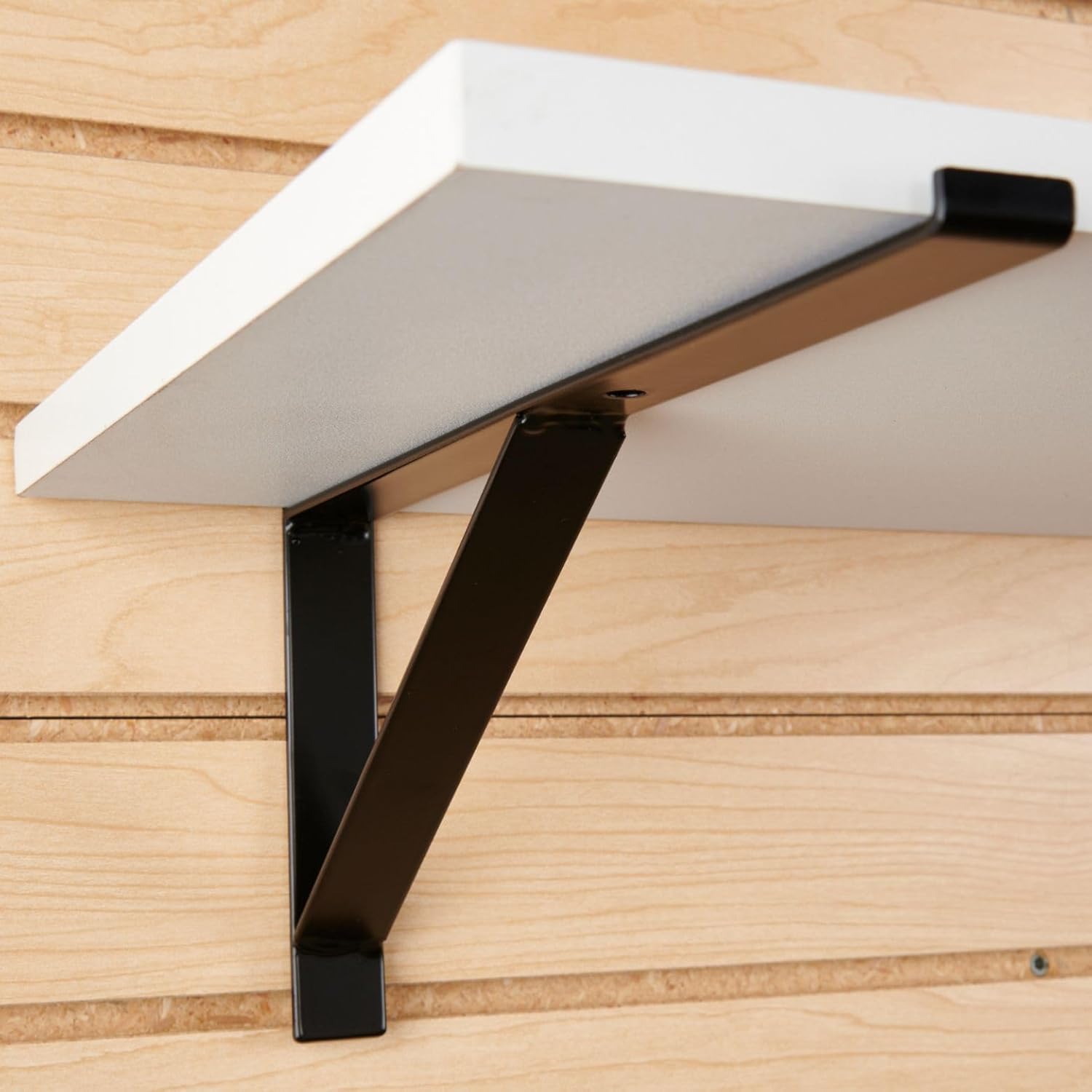 SSWBasics 12" Shelf Bracket & Support for Slatwall - Pack of 5 - 12 Inch Slat Wall Accessory Shelf Bracket - Ideal for Slatwall Shelves and Slatwall Shelf Support - Perfect for Retail, Boutique, Home,