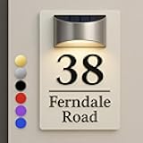 Custom Solar Address Sign for House – LED Lighted House Numbers for Outside, Waterproof Acrylic Plaque with Solar Powered Lighting, Personalized Address Sign for Yard, Door, Mailbox, Home