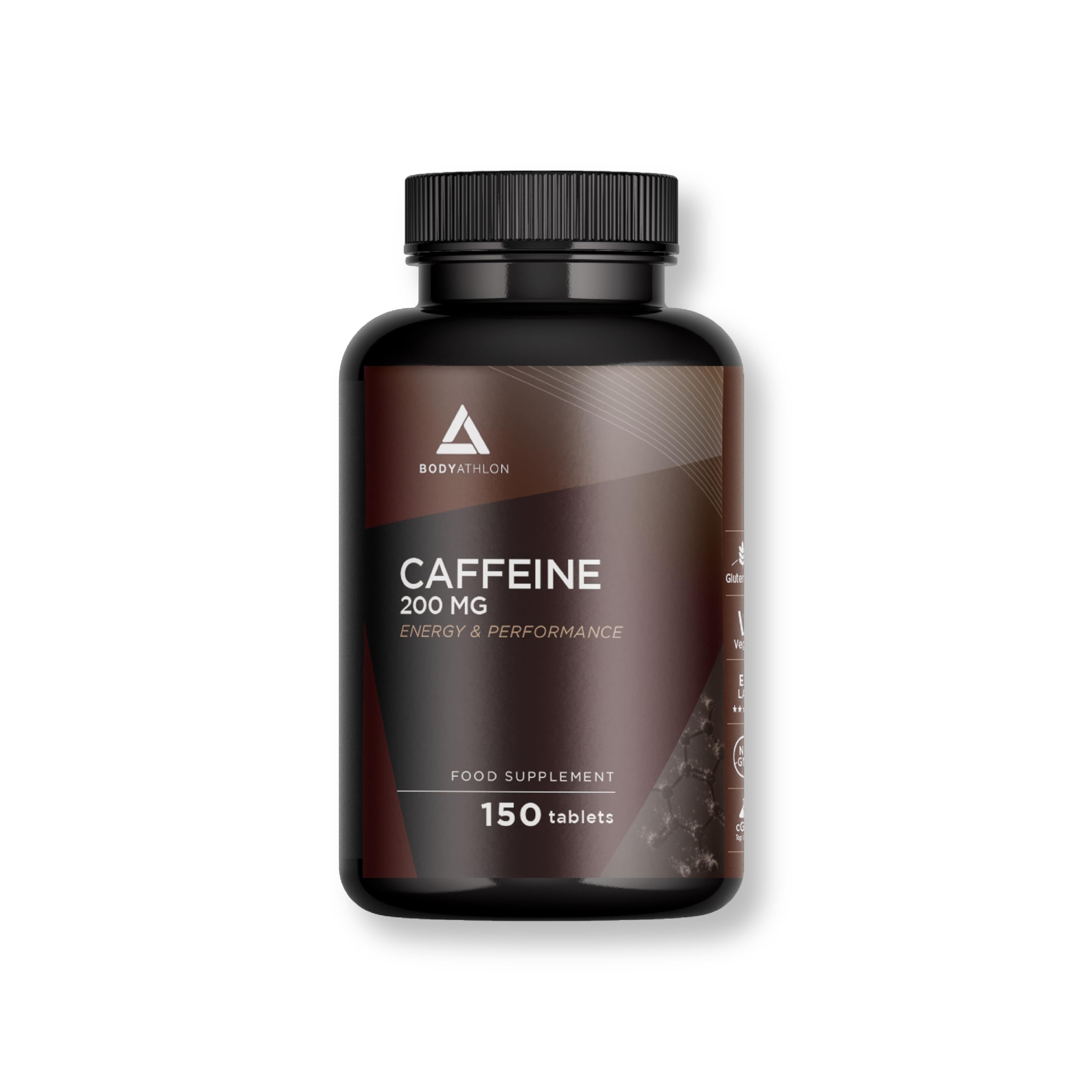 Cafine comprimes 200mg 150 comprims- nergie et Concentration - Augmente  votre endurance Haute dose- Amliore vos performances sportives-  Bodyathlon : Amazon.fr: Hygine et Sant