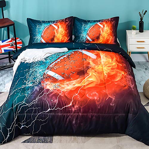 Andency Football Comforter Set Twin(66X90 Inch), 2 Pieces(1 Football Comforter, 1 Pillowcase) Sport Microfiber Comforter Set Bedding Set For Kids Boys Teens #TOP3