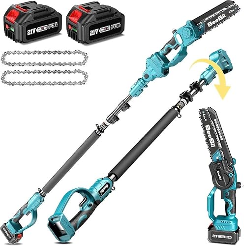SEESII 2-en-1 Tronçonneuse télescopique & Mini tronçonneuse avec 2 Batteries