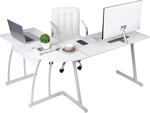 Miniatura 27 de Escritorio esquinero para computadora en forma de L, moderno, para videojuegos, mesa de estudio, estación de trabajo de escritura para oficina en