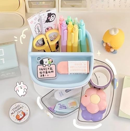 Organizador de Mesa Escrivaninha Porta Treco Caneta Lápis Com Gavetas Divisórias Multiuso (Azul bebê