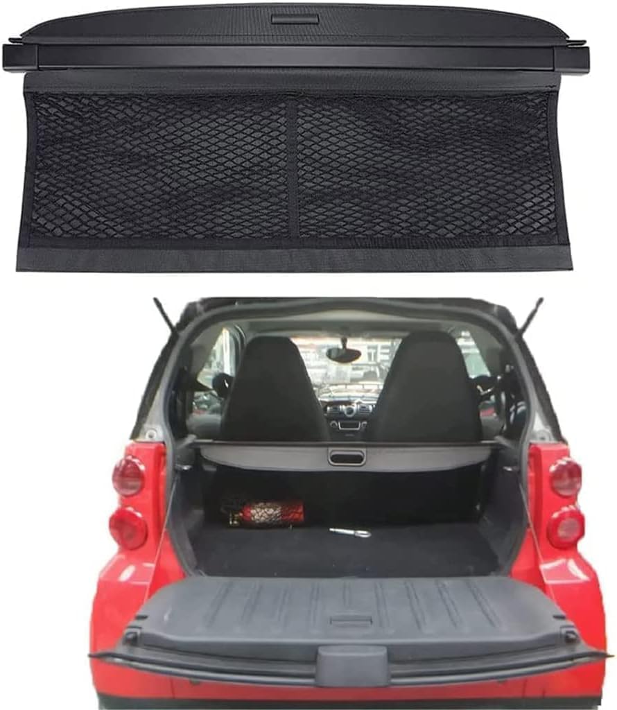 Copertura Bagagliaio Posteriore per Smart 451 Fortwo 2007-2014, Copribagagliaio Retrattile Resistente ai Raggi UV Tronco Privacy Cappelliera