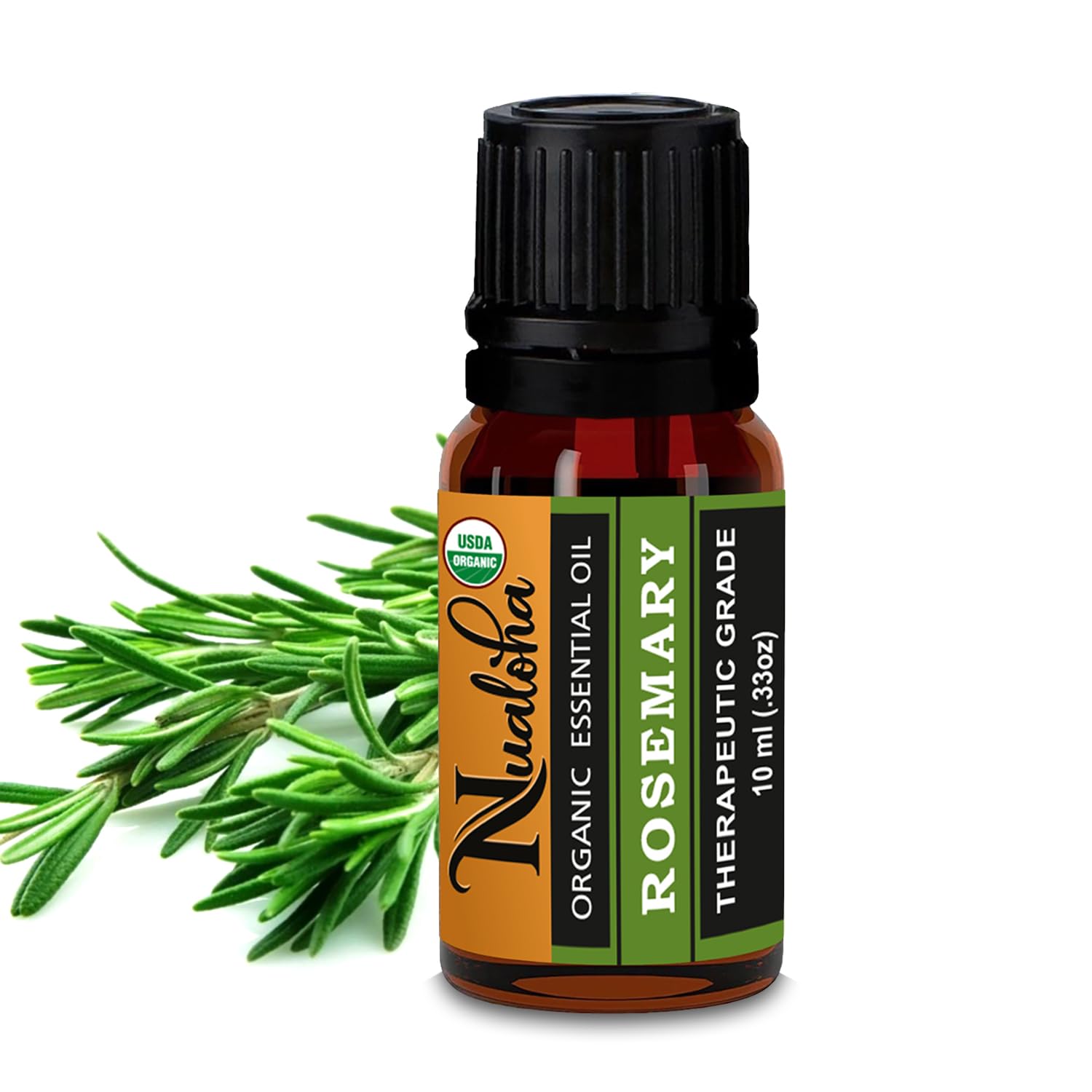 Nualoha Organic Rosemary Oil For Hair Growth, Skin, Body, Aromatherapy and Massage, 100% Pure Natural Therapeutic Grade Essential Oil (10 ml)