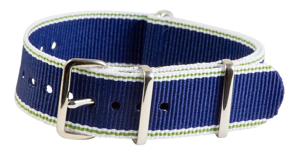 Clockwork Synergy® Classic Ballistic - 20mm White/Green/Navy Nylon Ballistic Watch Strap Band