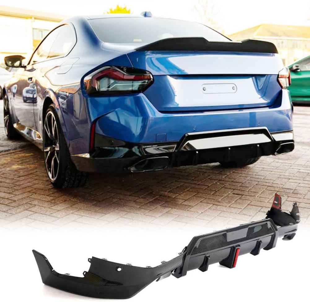 Carbon Fiber Rear Bumper Diffuser for BMW 2 Series G42 2022-2023 M235i M240i 220i M Sport Coupe 2-Door Lower Bumper Lip Spoiler Body Kit with Light