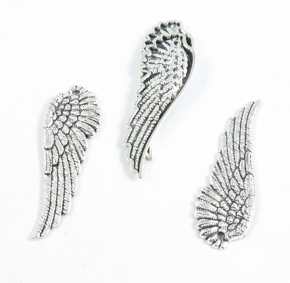 260 Pieces Antique Silver Jewelry Making Supply Charms Findings S8RY1 Angel Wing