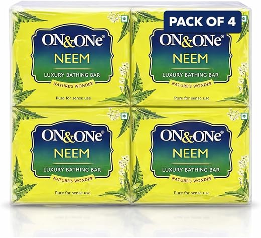 ON&amp;ONe Neem Luxury Bathing Bar, Nature's Wonder, 75g Each, Pack of 4, Natural Bathing Bar, Antibacterial Soap Bar, Skin Care