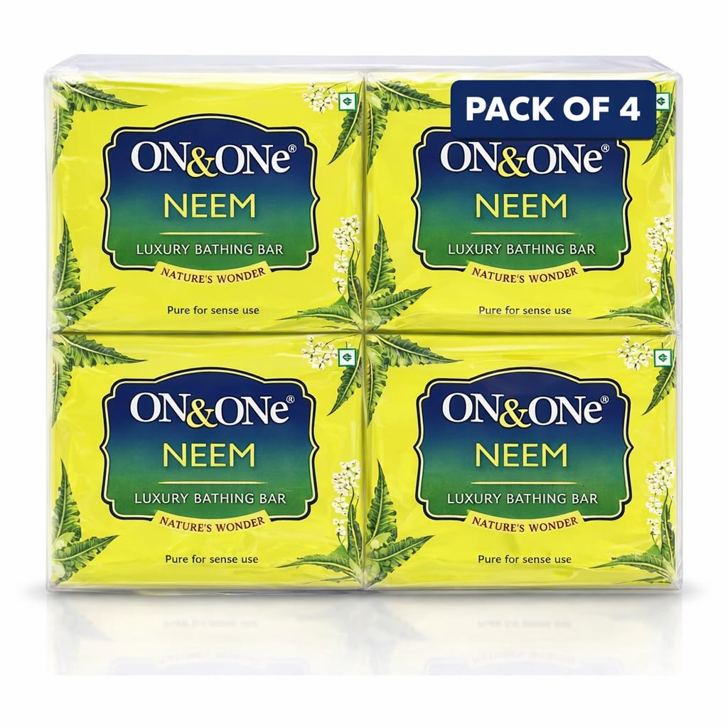ON&ONe Neem Luxury Bathing Bar, Nature's Wonder, 75g Each, Pack of 4, Natural Bathing Bar, Antibacterial Soap Bar, Skin Care