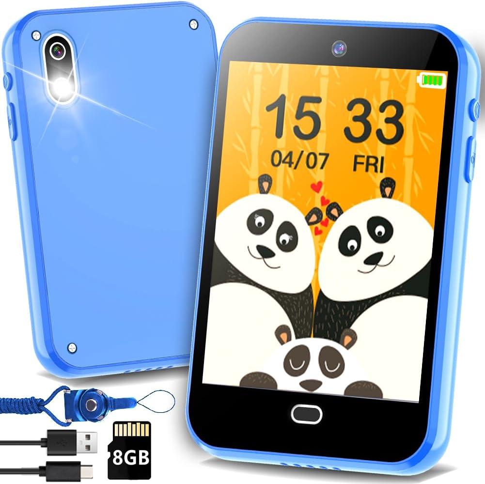Kids Smart Phones Toys for Girls Boys Ages 3-8, Toddler Pretend Cell Phone with 2.8" Touchscreen 28 Videos Games Dual Camera 10 Storybook Music Player 8G SD Card Learning Play Toys