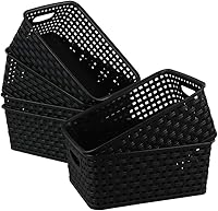 Vista 1 de Cesta de almacenamiento de plástico negro, juego de 6 cestas de plástico organizadoras