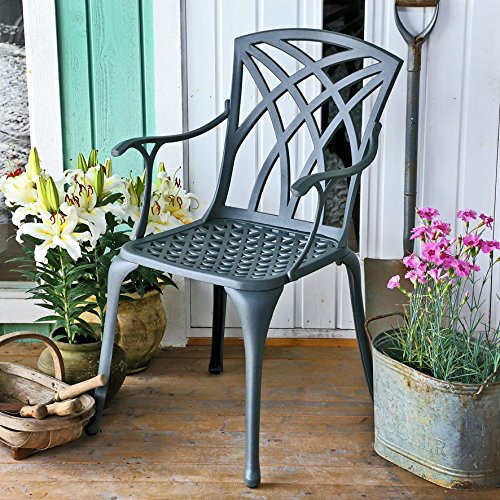 Table De Jardin Ovale Catherine 208 Cm - 6 Chaises Emma Avec Coussins Verts - Aluminium Résistant - Bronze Ancien - Facile à Monter - 14