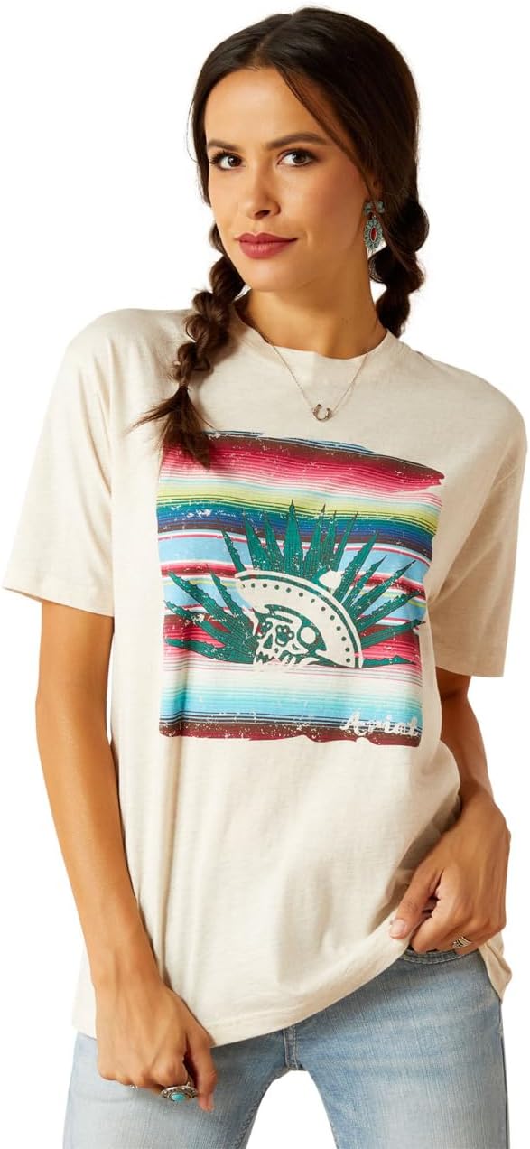 ARIAT Women's Lola T-Shirt, Oatmeal Heather, XX-Large