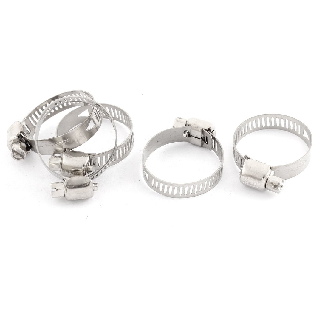 Aexit Adjustable 19-29mm Clamps Range Band Stainless Steel Wire Perforated Hose Clip Clamp Strap Clamps 5 Pcs