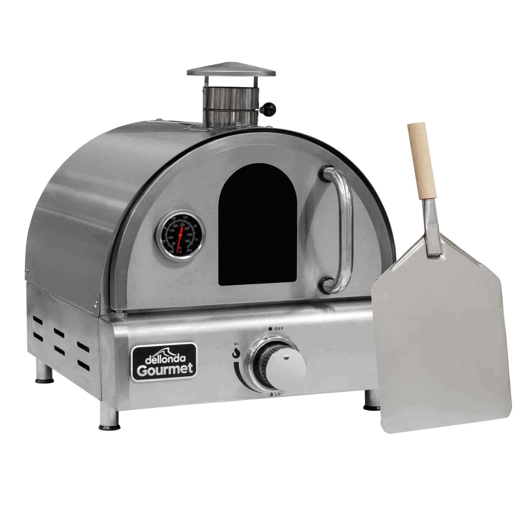 Dellonda Outdoor Table Top Gas Powered Pizza Oven with Temperature Display,  Supplied with Pizza Stone, Pizza Peel and Water Resistant Cover - DG200 :  Amazon.co.uk: Garden