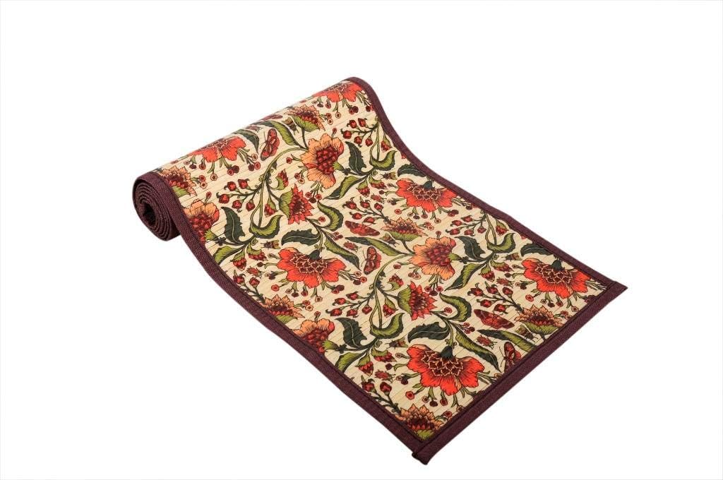 Bamboo Table Runner Indian Floral Print 1 (30x135cms)
