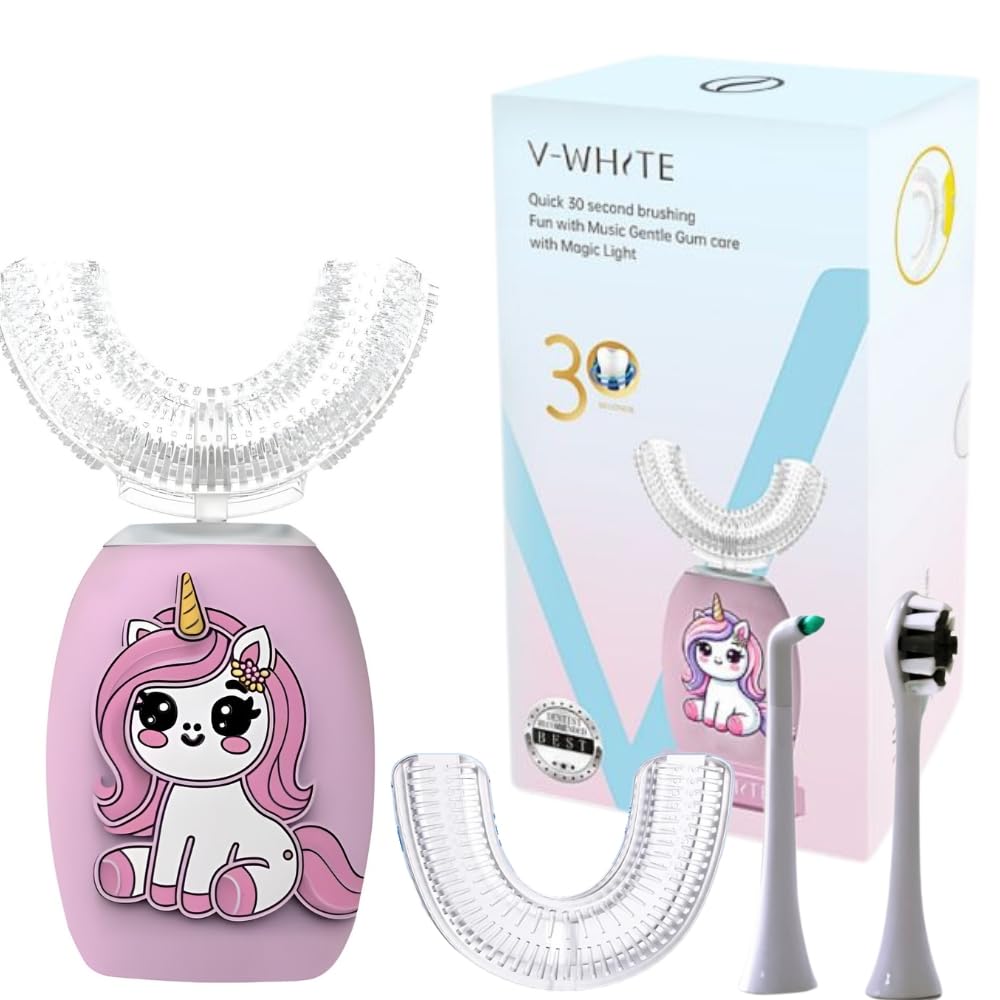 V-WHITE Ultrasonic U Shaped Auto Brush for Kids - Automatic Toothbrush