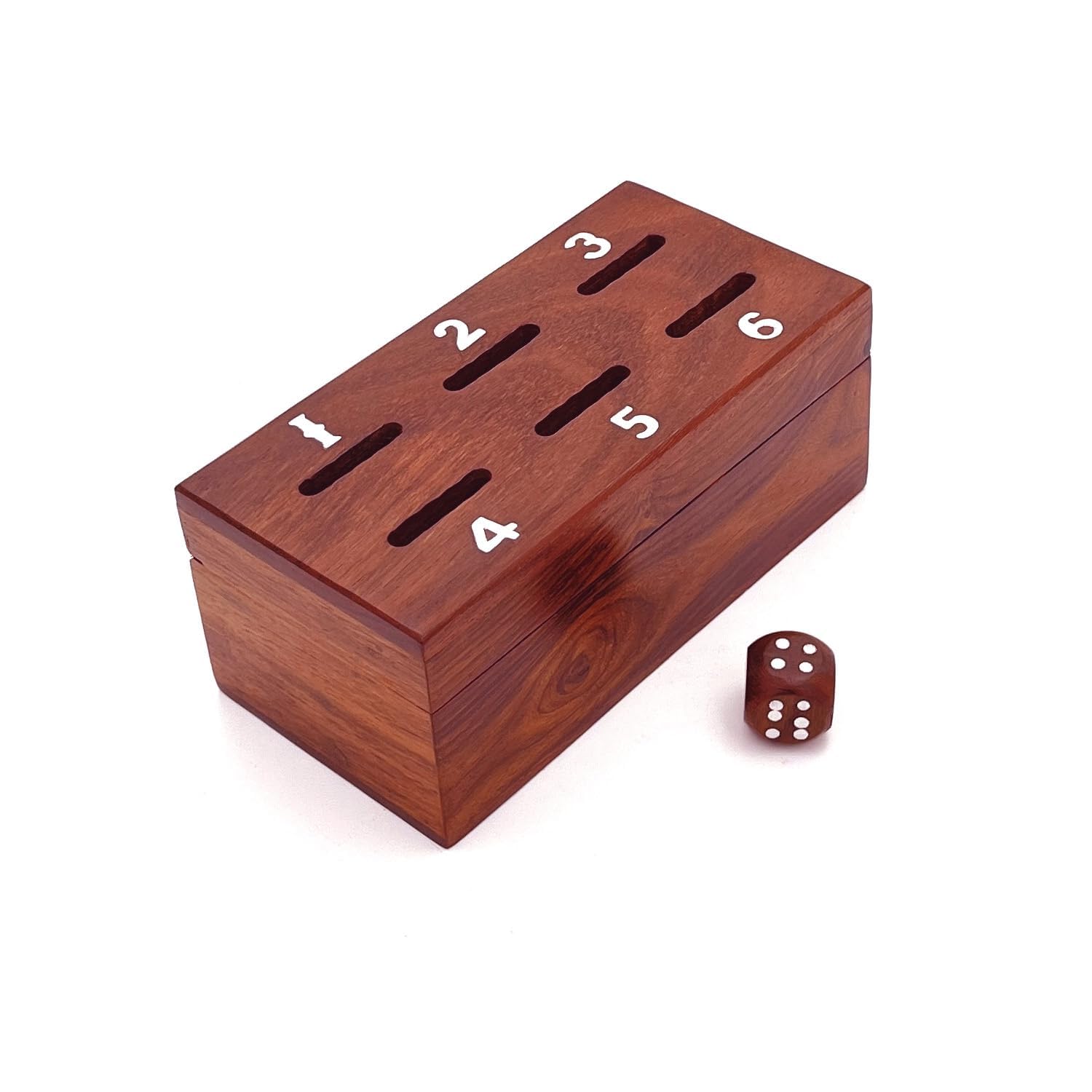 Wooden Dice Coin Game - Includes 1 Dice and 1 Small Wooden Box - Natural Wood - Useful for Board Games, Family Fun, and Night Essentials