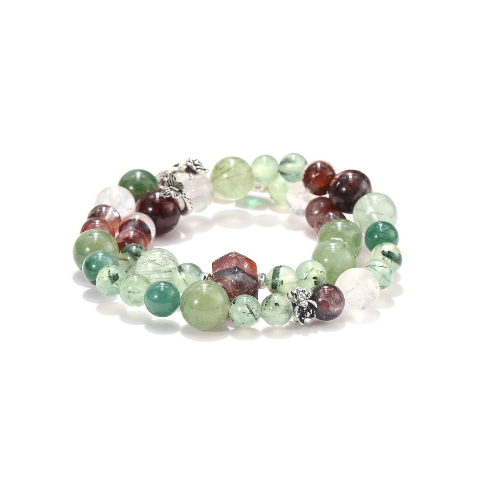 Bracciale in Prehnite con Pietra preziosa di Cristallo Naturale di Grado curativo, energia curativa, Carica di Pietra di Quarzo, Braccialetto Elasticizzato Artigianale per Donne