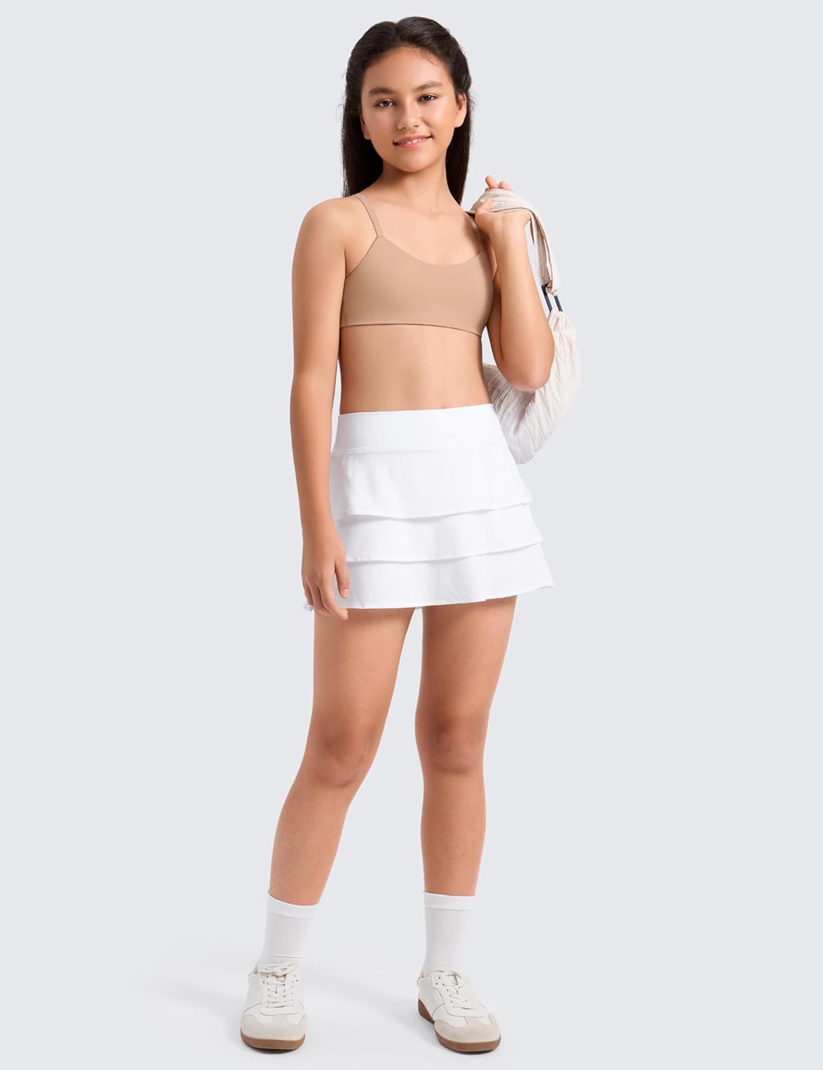 CRZ YOGA Girls Softness Mold Softhold Training Bra - Casual Everyday Tops V Neck Adjustable Straps Kids Teen - Image 3