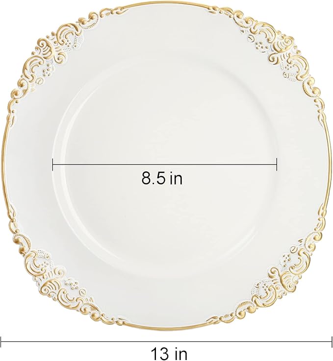 Okllen 12 Platos de Hojalata Redondos con Borde Dorado, 13" miniatura 3