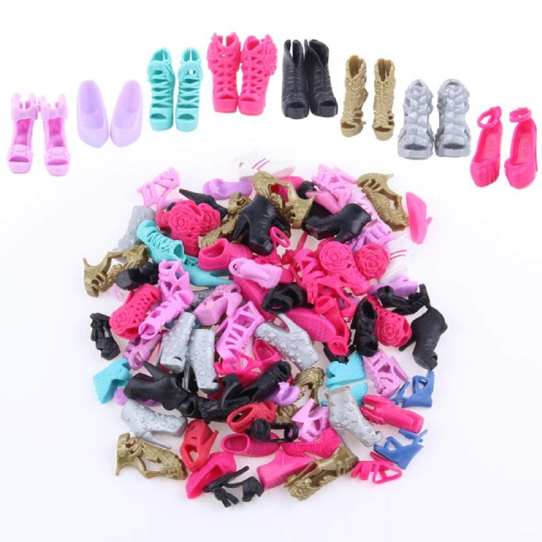 Urban Glitz Plastic Doll Shoes, Multicolour, 3 years and above, 12 Pairs - Image 5 thumbnail