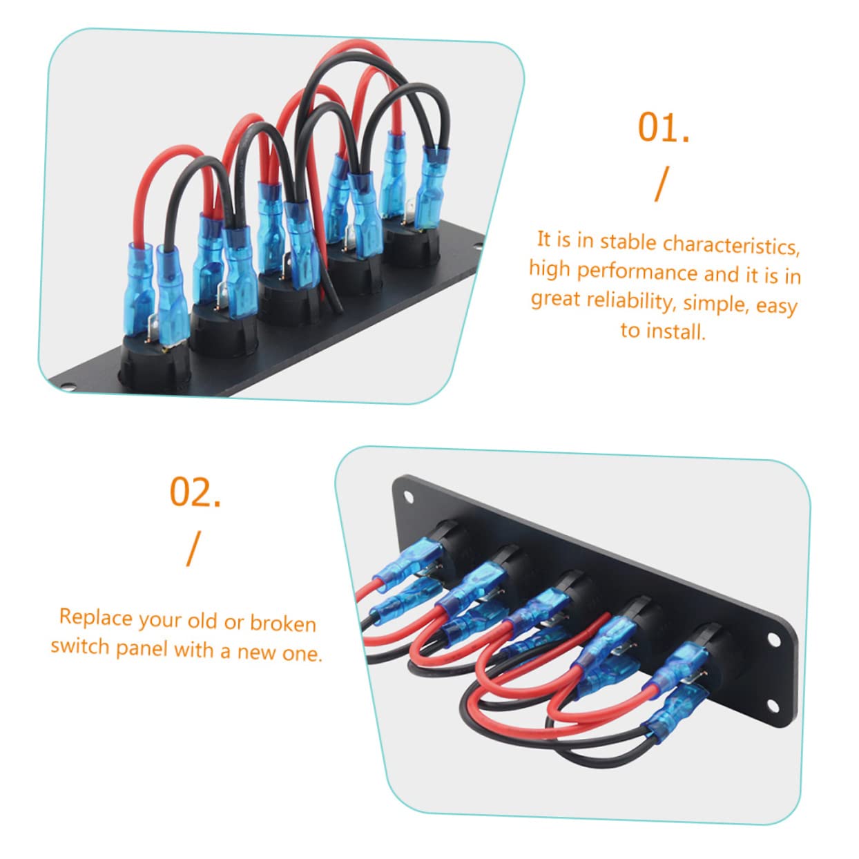 ULTECHNOVO 3piezas Panel De Interruptores Rocker Marinos De Gangs Precableado Led Para Autos y Motos