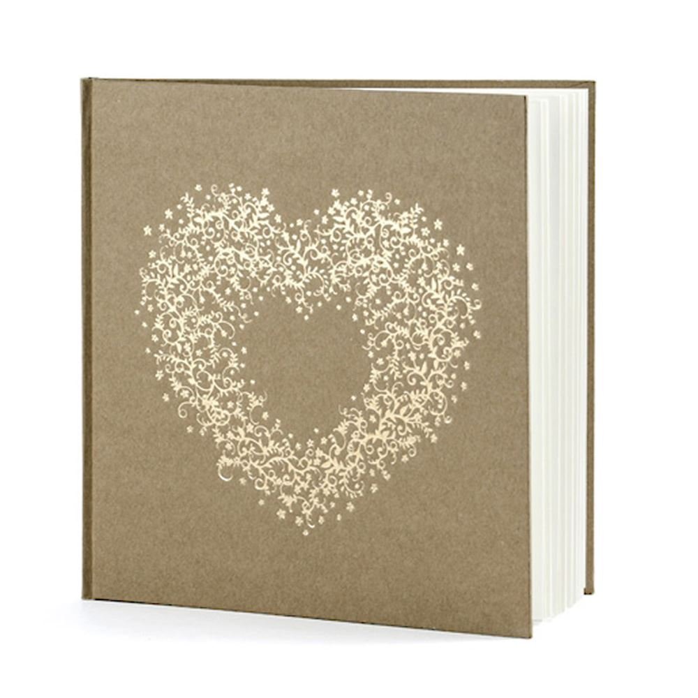 Livre d'or kraft avec coeur doré 22 pages