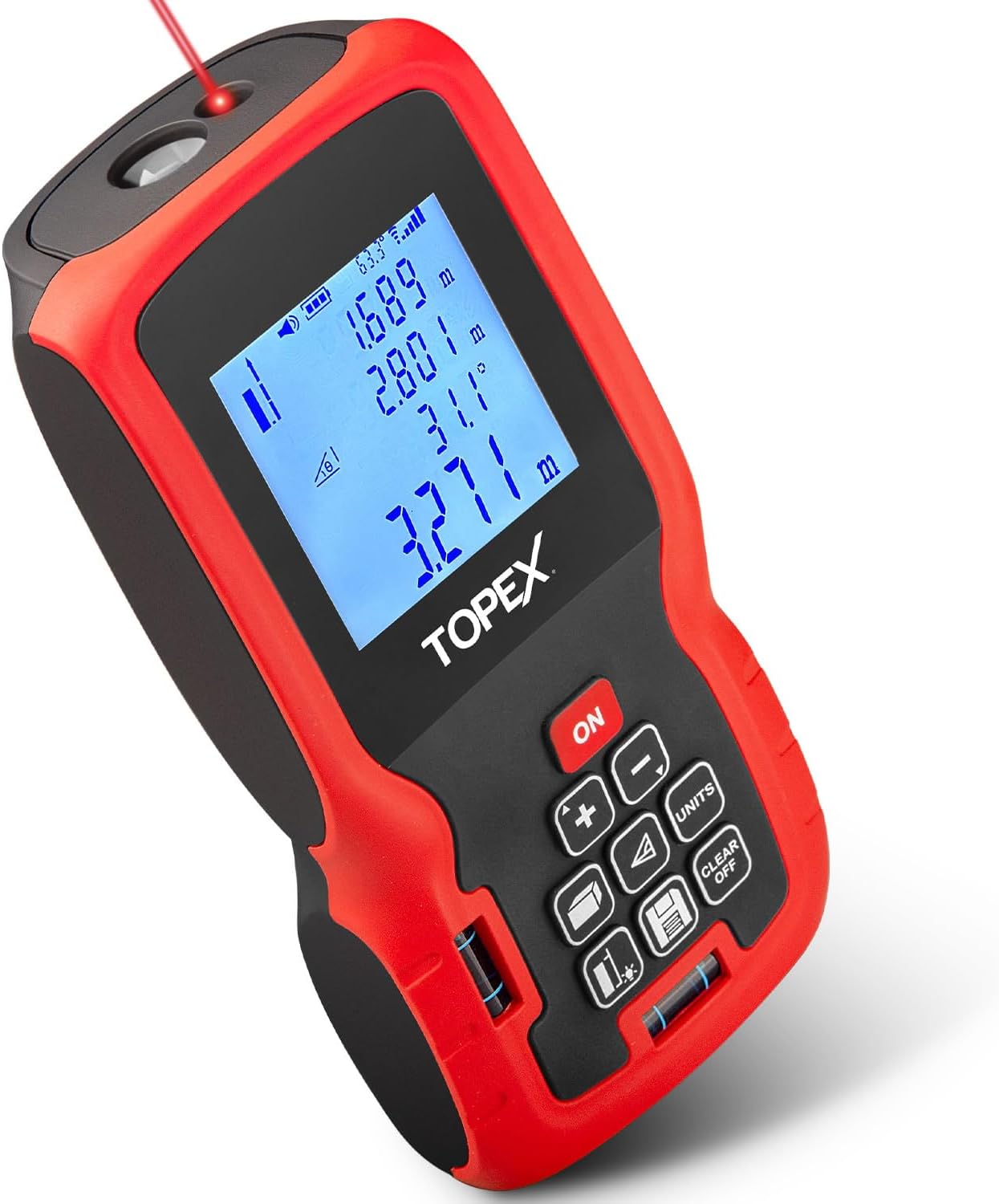 TOPEX Laser Distance Meter Laser Measurement Tool 60m Laser Measure Digital Laser Measurer Measure Distance Area and Volume LCD Backlit m/ft/in Unit Switching with Bubble Levels Battery Included